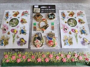 Scrapbook Stickers LOT Flowers Birds Marjorie Bastin 3D Hallmark Retired NEW #34
